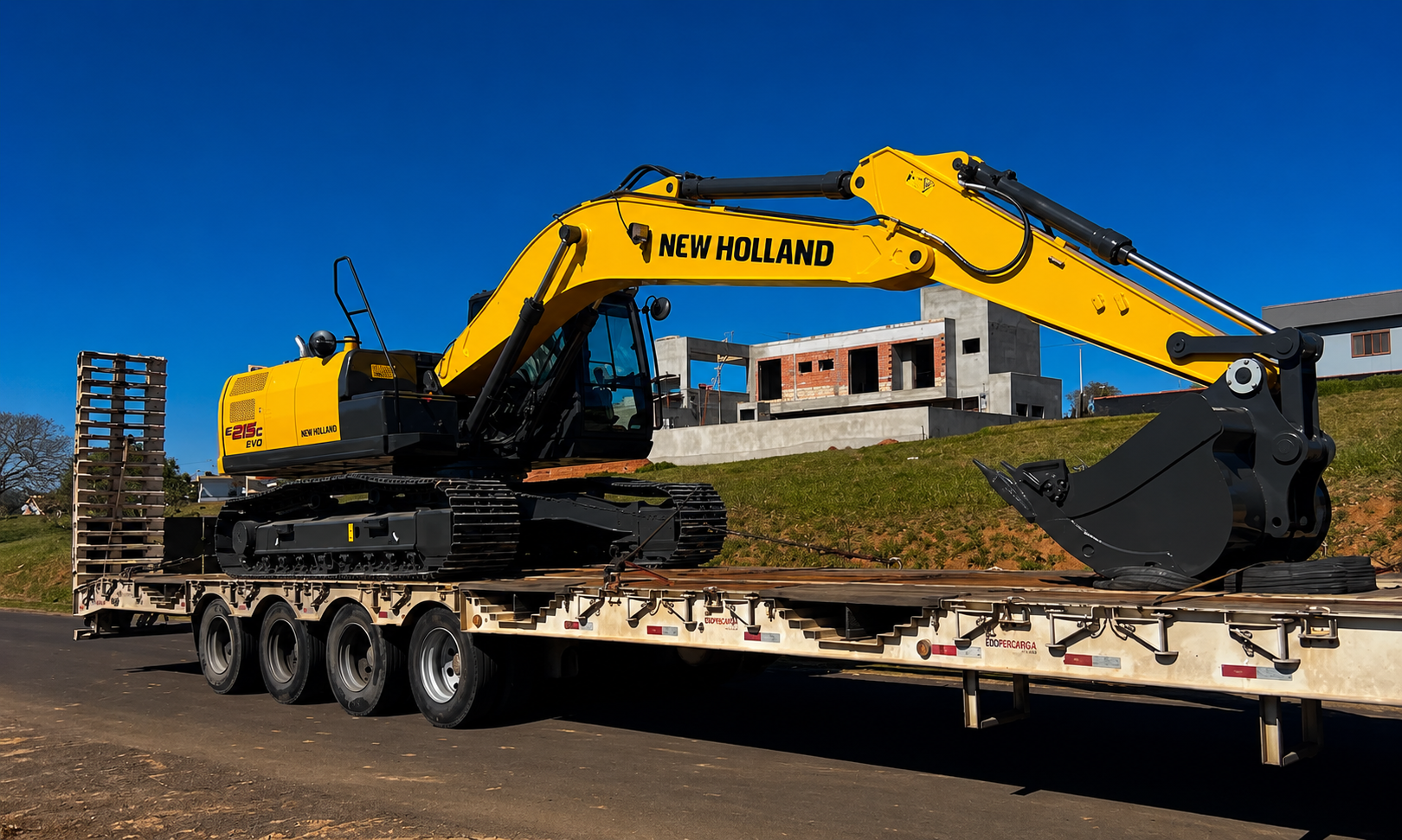Escavadeira New Holland em operação